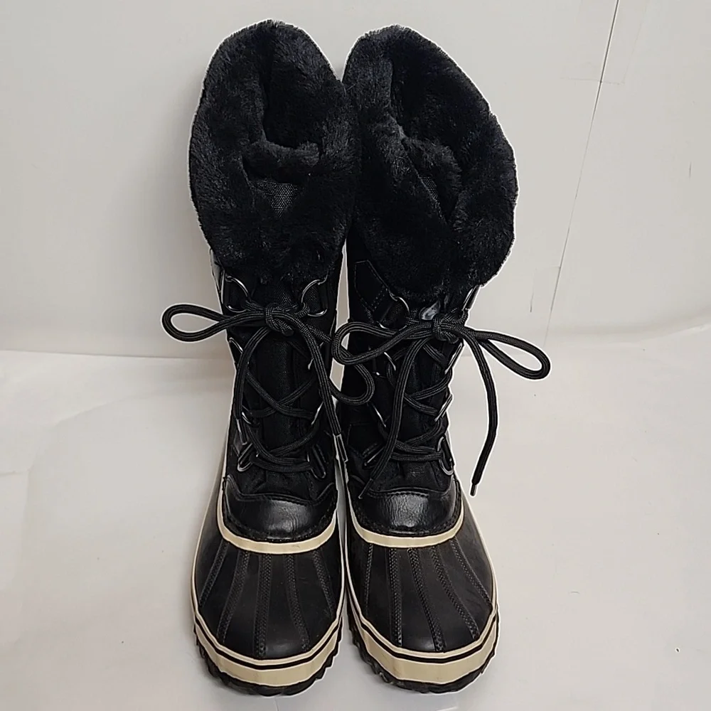 JBU Snowy Soft Faux Fur Sz 8M Women's Black Winter Boots